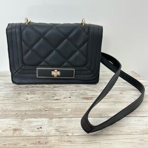 Mossimo Quilted Crossbody Bag Shoulder Purse in Black & Gold Details Chain Strap